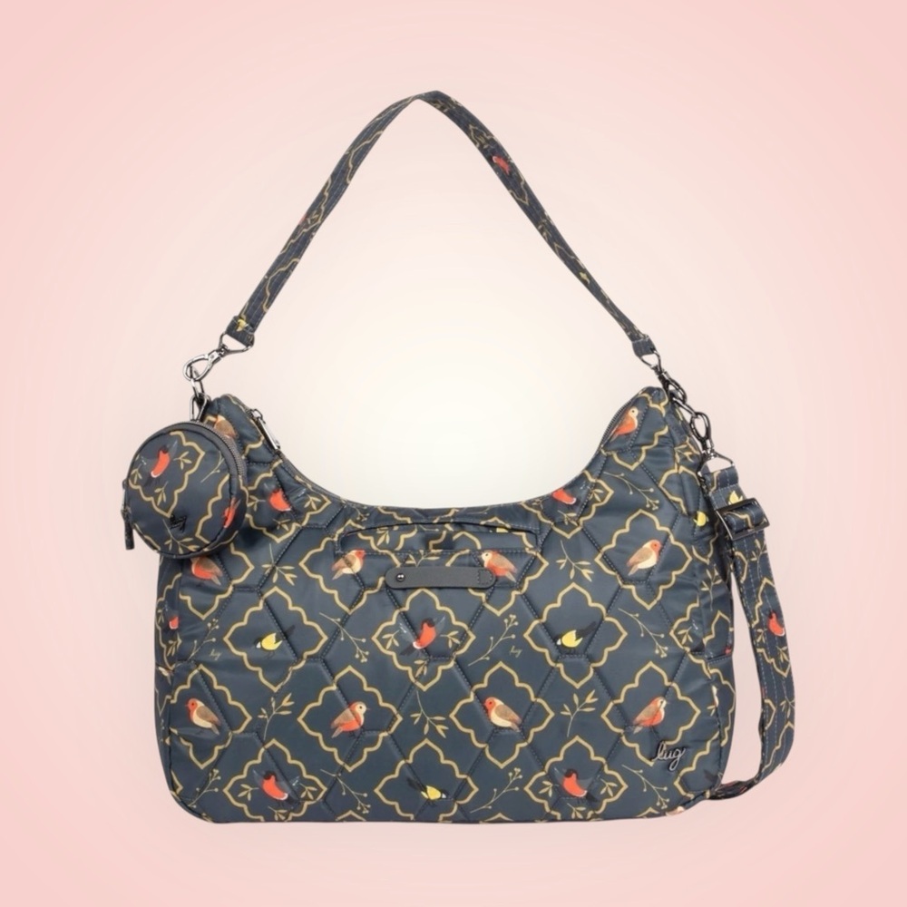 Lug Floral Patterned Shoulder Bag - Black and Yellow